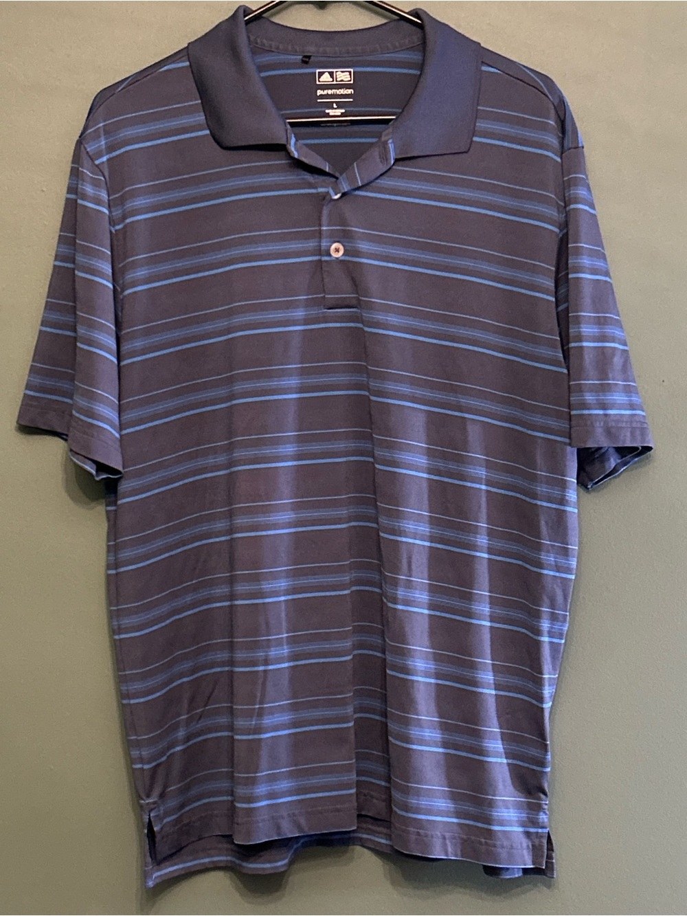 Adidas Golf Mens Puremotion Striped Performance Polo Shirt - Size L